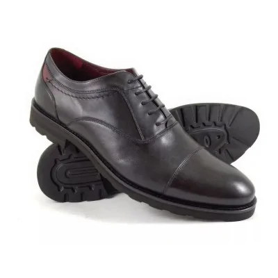 Derby męskie czarne PW045 premium z nakładanym noskiem i lekką podeszwą z pianki