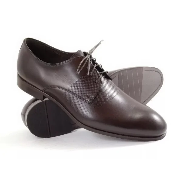 Derby męskie ciemnobrązowe PW078 premium