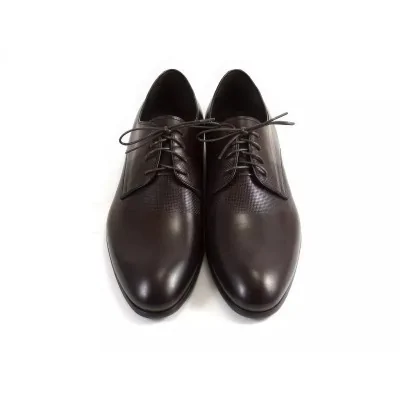 Derby męskie ciemnobrązowe PW078 – premium