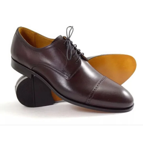 Derby męskie burgundowe PW112 cap toe exclusive
