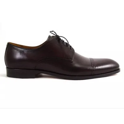 Burgundowe derby cap toe exclusive PW112 – derby męskie wizytowe
