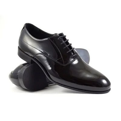 buty męskie Pilpol Prato PW051 LC Czarne Lakierowane Oxfordy