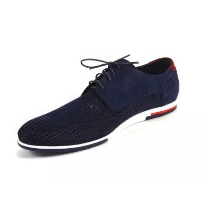 Derby Ażurowe Granatowe Casual – Letnie Derby Męskie Granatowe Perforowane