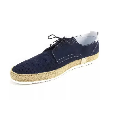 Półbuty Letnie Granatowe Ażurowe – Letnie Buty Męskie Granatowe Perforowane