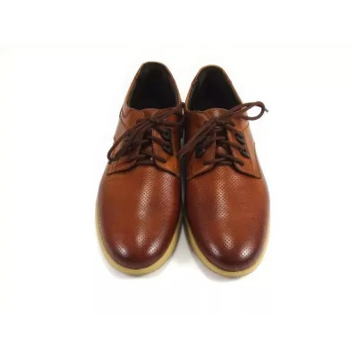 Półbuty Casual Perforowane Koniakowe – Letnie Półbuty Męskie Perforowane