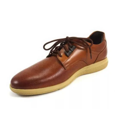 Półbuty Casual Perforowane Koniakowe – Letnie Półbuty Męskie Perforowane