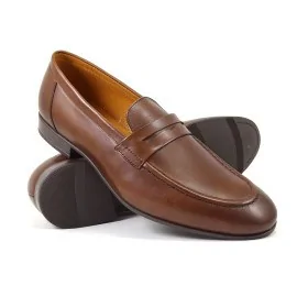 buty męskie Pilpol Prato PW201 B316 Brązowe Penny Loafers