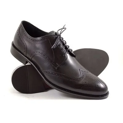 buty męskie Pilpol Prato PW054 W687 Czarne Brogsy-Derby