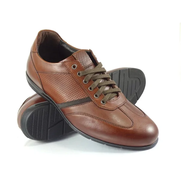 Orzechowe Buty Casual Męskie Pilpol Prato PW180